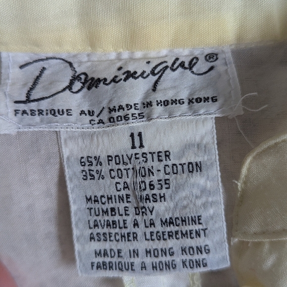 70's Vintage Yellow Flower Embroidered Button Sleeveless Dress Size 11 - Picture 4 of 11